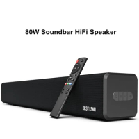 Bestisan Sound 2.0 Channel Soundbar with Built in Subwoofer Speaker, Bluetooth 5.1, Surround Sound Systems for PC, TV Latop, 80W