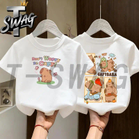 Children's T-shirts  Sorona short-sleeve cotton Loose Round Neck Short Sleeve capybara Print Fashion