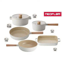 【NEOFLAM】FIKA系列鑄造鍋五件組(18單柄湯+26炒+28烤盤+28平+22湯)