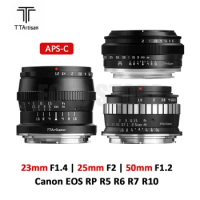 TTArtisan 23mm F1.4 25mm 50mm F1.2 Lens MF APS-C Lens For Canon EOS R RP RF Mount R5 R6 R7 R10 Cameras Prime Lens