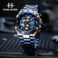 DISKON Evans Jayden Jam Tangan Pria EJ 9840 Rantai Stainless Steel Chronograph Kaca Sapphire Water R