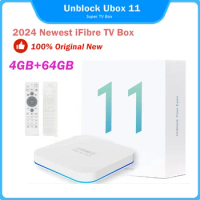 [Genuine] 2024 Newest Unblock Tech UBOX 11 4GB 64GB Android 12.0 best set top box Japan Korea Smart Media Player Voice Control
