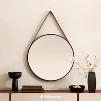 Dekoruma RIYO Round Mirror / Cermin Dinding / Cermin Gantung dia 60 cm - Black