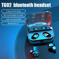Wireless Headphones TWS Bluetooth Earphones TG02 HIFI Earbuds Headsets 9D Stereo With Mic Touch Charging For Sports Games Phones