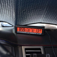 3 In 1 Mini Electronic Car Clock High-Precision Battery Voltage Monitor Meter with Socket Car Thermo