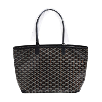 GOYARD 經典Artois PM系列印花LOGO帆布拉鍊肩背托特包(小-黑色)