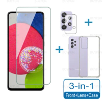 Transparent Clear TPU Silicone Case For Samsung Galaxy A52s 5G 6.5'' Tempered Glass on for samsung a52 5g camera protection film