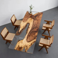 Epoxy Resin River Table Seawave Solid Wood Large Plate 280 × one hundred × 5 tea coffee whole board books, tabletops