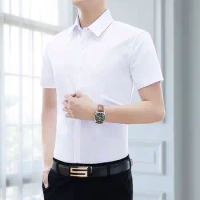 Spring and Summer White Shirt Men's Half Sleeve Business Casual Korean Version Best Slim Man's Shirt 3XL 4XL 5XL