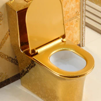 Tuhao Gold Embossed Water Closet, Siphon Water Saving European Style Toilet, Ceramic Retro Toilet