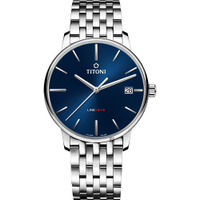 TITONI 梅花錶 LINE1919 百年紀念 T10 機械錶-藍x銀/40mm