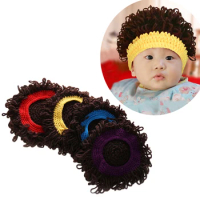 Novelty Kids Wig Hat Party Cosplay Accessories Photography Props Boy Girl Winter Afro Wig Cap Knitted Big Hair Curly Cap 1-6Yrs