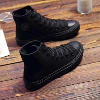 Kasut Wanita, Semua Hitam, Kasut Kanvas, Kasut Kain Pasangan, Kasut Kerja Rata Korea, Kasut Skate, K