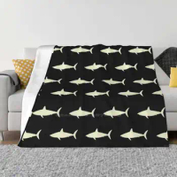 Shark! All Sizes Soft Cover Blanket Home Decor Bedding Ocean Sea Pattern Tan Black Sharks Week Love 