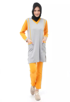 Evernoon Kalila Baju Olahraga Atasan Bawahan Tunik Wanita Muslimah Relaxed Fit - GreyYellow