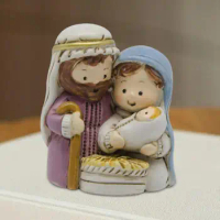 Nativity Scene Figurine Tabletop Holy Family Figurine Statue Jesus Mary Joseph Figurines for Holiday Prayer Home Table Ornament
