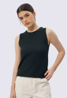 et cetera Round Neck Sleeveless Knit Top DARK GREEN