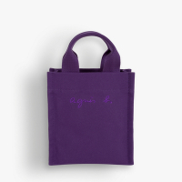 agnes b. Voyage 直式刺繡logo托特包(紫色)