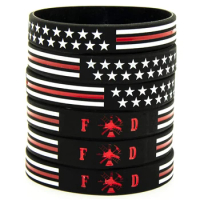 300pcs Motivational American USA Flag Red Line Silicone Bracelets Rubber Wristbands Free Shipping by DHL