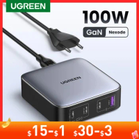 UGREEN 100W GaN Charger Desktop Laptop Fast Charger 4 in 1 Adapter For iPhone 15 14 13 12 Pro Max Phone Charger Xiaomi Samsung