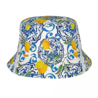 Majorica Printed Lemon Bucket Hat Summer Abstract Art Fashion Fisherman Hats For Men Women Portable Beach Caps Sunscreen Hats