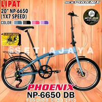 Sepeda Lipat 20" Inch PHOENIX NP-6650 DB, Frame Steel, 7 Speed, Rem Cakram, Folding Bike New Blue