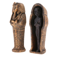 Ancient Egyptian Black Mummy Figurine W/ Coffin Resin Home Decor Egyptian Egypt Figurine Statue Miniature Craft Collectibles