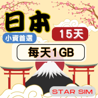 【星光卡 STAR SIM】日本上網卡15天 每天1GB 高速流量吃到飽(旅遊上網卡 日本 網卡 日本網路)