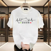 Áo Thun Thời Trang Mùa Hè, Homme 1N23456, Thiết Kế Nhịp Tim Chuyển Số Xe Máy, Áo Thun In Hình Biker,