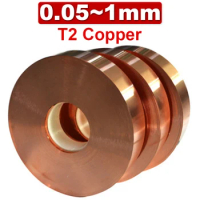 T2 Copper Sheet Copper Belt Roll Pure Red Copper Ultra-thin Copper Foil Thick Plate Grounding Conductive Heat Sink Non-brass 1M