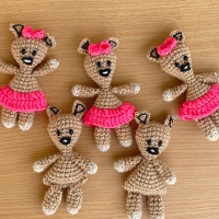 Mr bean doll teddy bear crochet keychain rajut