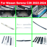 Steel Door Sill Scuff Plate Pedal Protector Threshold Cover Inner External Rear Bumper Trim For Nissan Serena C28 2022 2023 2024