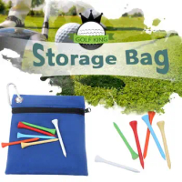 New Zipper Golf Ball Bag Nylon Storage Bags with Carabiner Golf Accessories Blue 6.3 x 5.5 inch