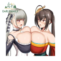 EARLFAMILY 13cm x 12.5cm for Sexy Anime Big Chest Car Sticker Car Door Protector Hentai Decal Creative Personality Decoration