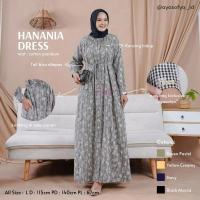 Hanania Dress Wanita Kotak Flower - Gamis Cotton Premium Pakaian Wanita Syari By Aya Sofya