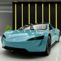 1:24敞篷特思拉Roadster合金車模模型車回節日禮物力模型 模型車 跑車模型 汽車擺飾 擺飾