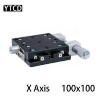 X Axis 100*100mm Trimming Station Manual Displacement Platform Linear Stage Sliding Table LX100-C LX100-L LX100-R Cross Rail New