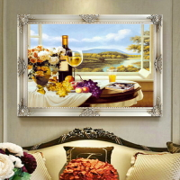 歐式餐廳油畫紅酒裝飾畫水果靜物飯廳掛畫單幅橫版畫壁畫美式玄關