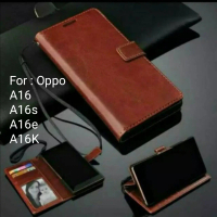 Sarung For Oppo A16 A16e A16s A16k e s k Leather Case Flip Cover Casing
