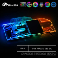 Bykski Graphics Card Water Cooling Block For Asus Dual RTX2070 O8G EVO Full Cover With Backplate, N-AS2070DUAL EVO-X