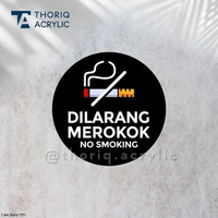 Signboard Signage Akrilik / Acrylic Himbauan Dilarang Merokok / No Smoking UV PRINT 20 CM Hitam