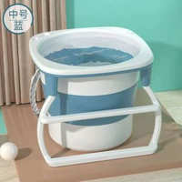 全城熱賣 - 泡澡桶大人可折疊浴桶浴缸加高兒童沐浴盆全身圓形洗澡桶家用折疊中號藍色+保暖罩