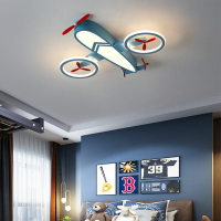 兒童房臥室燈現代簡約馬卡龍溫馨創意飛機燈房間燈LED遙控調光燈