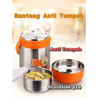 HS Rantang / Handpan / Kotak Bekal / Lunch Box Termal Stainless Steel 1.6 L 2 L 1.6Liter 2Liter Anti