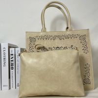 2025 Beg Tangan Berkapasiti Besar Ukiran Berongga yang Elegan Beg Bahu Pejabat Retro Sempurna untuk 