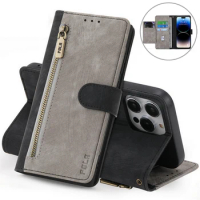 Luxury Case For Oneplus ACE 2 Pro 5G RFID Block Leather Wallet Zipper Cover OnePlus ACE Pro Flip Case One Plus ACE 2V 2 V Funda