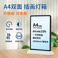 熒光板 寫字板  led發光充電款燈片雙面廣告牌亞克力的菜單A4桌面插電款廣告燈箱「限時特惠」