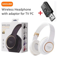 Shoumi Bluetooth Headphones &amp; Wireless Earphones Noise Cancelling Headset Support TF-Card with Bluetooth Adaptor,for TV PC Phone