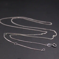 Real 18K White Gold Chain For Women Female 0.6mmW Thin Wheat Necklace 18''L Gift 18K Gold Jewelry Au750