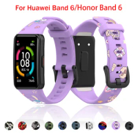 Replacement Correa For Huawei Band 6 Soft Silicone Printed Watch Strap For Honor Band 6 Strap Bracelet Smart watch Accessories